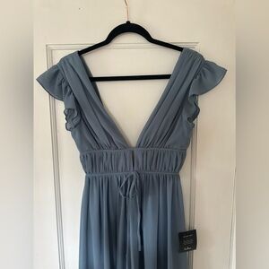 LuLus - I’m All Yours Blue Ruffled Maxi Dress - NWT Size XS